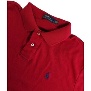 Ralph Lauren Polo Shirt Short Sleeve Pony Red Men's Sz L Golf Y2K retro
